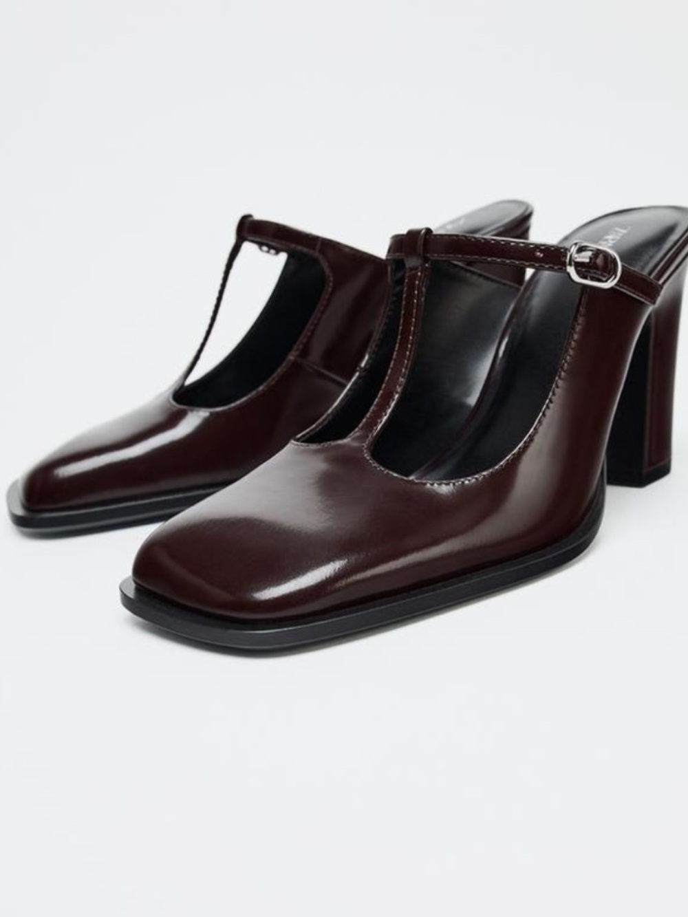 Zara Square Nose Leather Mule Shoes size 40. Excellent used condition.